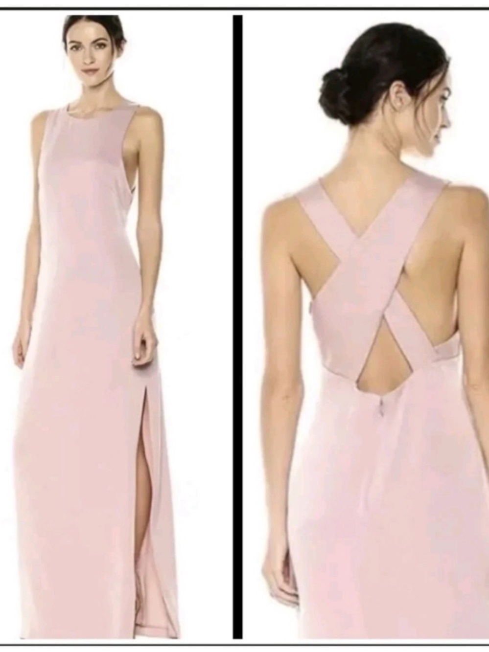 BCBGMaxAzria Rose Cross-Back Maxi Dress with Side Slit Size 6 HOCO Prom Formal